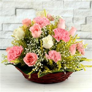 Mixed flowers in basket