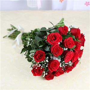 Roses with Gypsophila & Greens