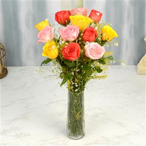 Sweet Mixed Roses Vase