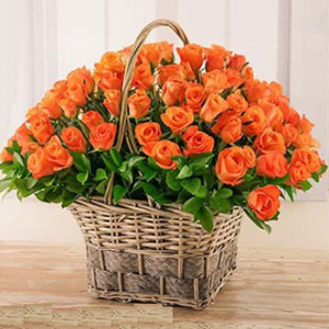 Basket of Orange Roses