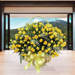 Light Yellow Rose Basket