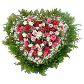 Mixed Roses in a Heart Shape
