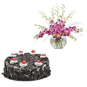 Eggless Black Forest Cake and Orchids