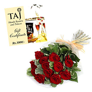 12 Roses with Taj Gift Voucher