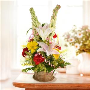 Assorted flowers in a basket