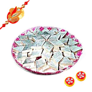 Badam Barfi Hamper with Rakhi