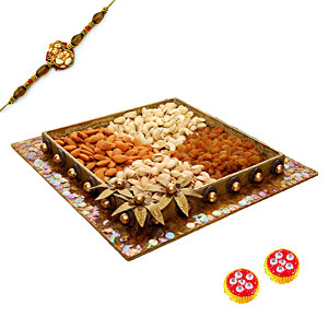 Dry Fruits in Designed Tray with Rakhi