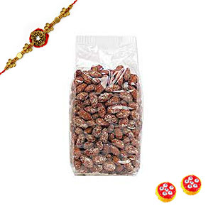 Roasted Almonds in a Gift Box - 1/2 kg. with Rakhi