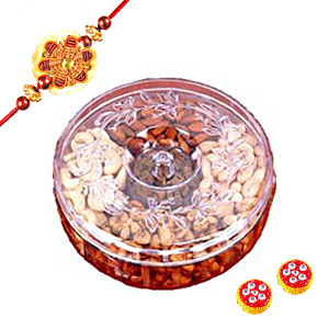 Dry Fruits In A Fancy Box with Rakhi