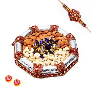 Tray with Eclairs & Nuts with Rakhi