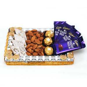 Tray with Chocolate, Dryfruits and Sweets