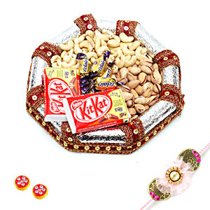 Assorted Chocolates and Dry Fruits with Rakhi