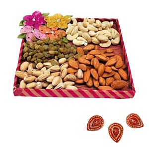 Mix Dry Fruits Hamper - 1/2 Kg with Diyas