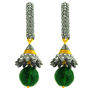 Beautiful Green Stone Jhumkas