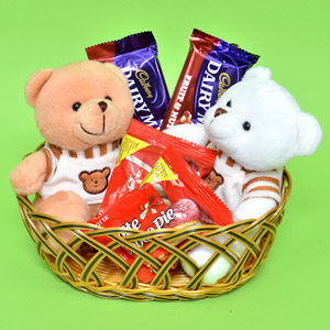 Basket of Teddy N Chocolates