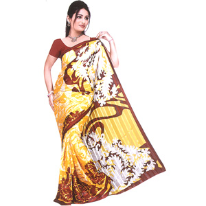 Floral on Yellow Crape