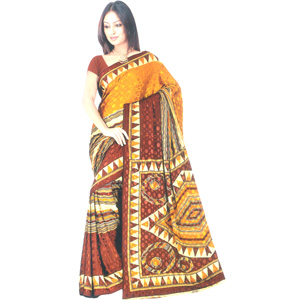 Crape Jacard Saree with Artistic Designs