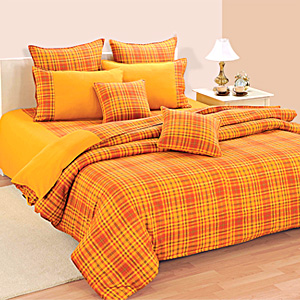 Checkered & Mustard Bedsheet