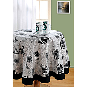 Black N White Floral Swirls Table Cover