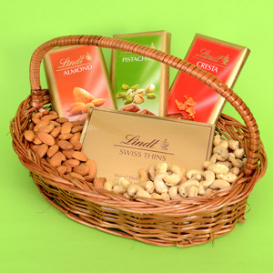 Chocolate and Dry Fruits in a Basket
