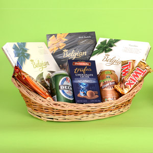Basketful of Chocolates and Drinks