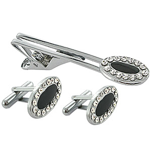 CZ TIEPIN And CUFFLINKS SET
