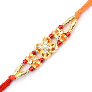 Floral with Stones Studded Rakhi