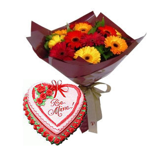 Multicolored Flowers with Cake