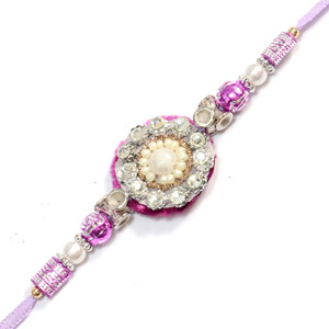 Purple and Silver Colored Floral Rakhi