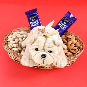 Soft Toys and Treats in a Basket