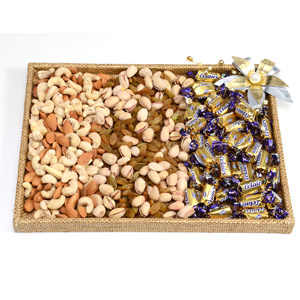 Beautiful Tray with Chocolates and Dry Fruit