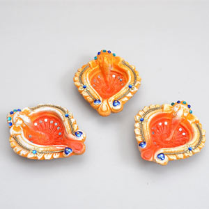 Beautiful Orange Diyas