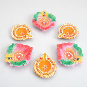 Multi-colored Diwali Diya Set
