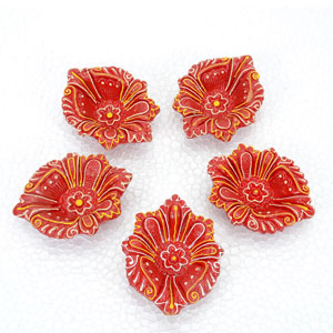 Floral Designed Earthen Diyas