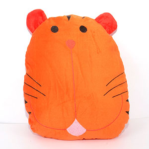 Orange Color Soft Pillow with Cat Face
