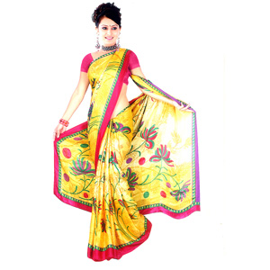 Pink Border Crepe Jacquard Saree