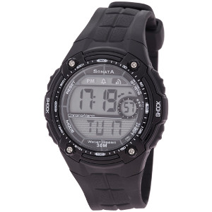 Sonata Sfdig Ne7949Pp04J Black Digital Watch