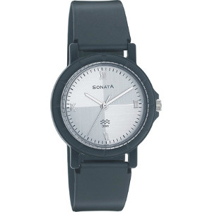 Sonata 7935PP01A Black/White Analog Watch