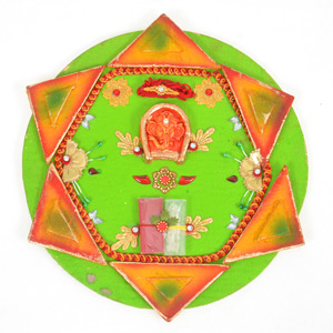 Colourful Green Rakhi Thali
