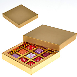 Handmade Chocolates in a Golden Decorative Box