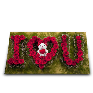 I Love You Flower Board with Teddy