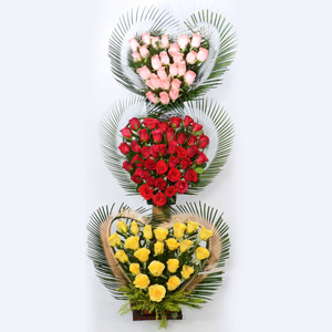 Tri Colored Roses Arrangement Valentine