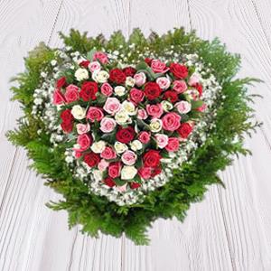 Mixed Roses in a Heart Shape Valentine