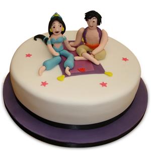 Cute Aladdin & Jasmine on cake 2kg