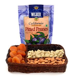 Dry Fruits Cane Basket with Dried Plums