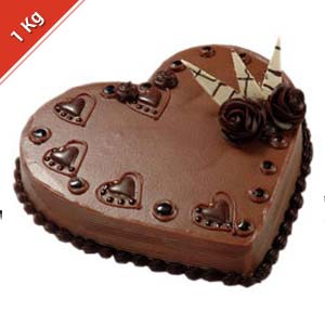 Heart Shaped 1 Kg. Chocolate  Cake Express Delivery