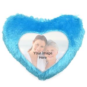 Blue Heart Shaped Personalized Pillow