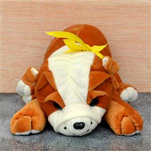 Bulldog Soft Toy with Yellow Ribbon