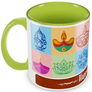 Designer Green Diwali Mug