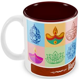 Brown Designer Diwali Mug